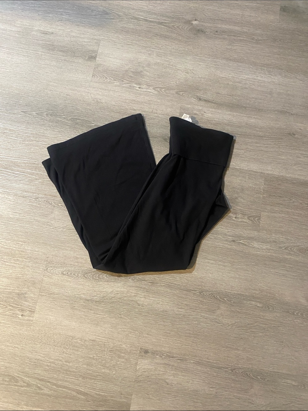 Black Fold-Over Waist Leggings - Women